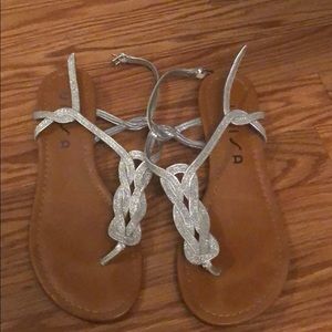 Braided Silver Sandals